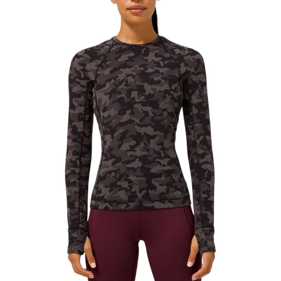 lululemon athletica Tops - Lululemon Runderful Long Sleeve Heritage Camo Jacquard 8 Black Lunar Rock Top